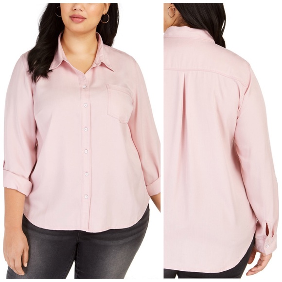 Style & Co. Tops - 0X 3X Style & Co Pink Button Down Shirt Plus Size